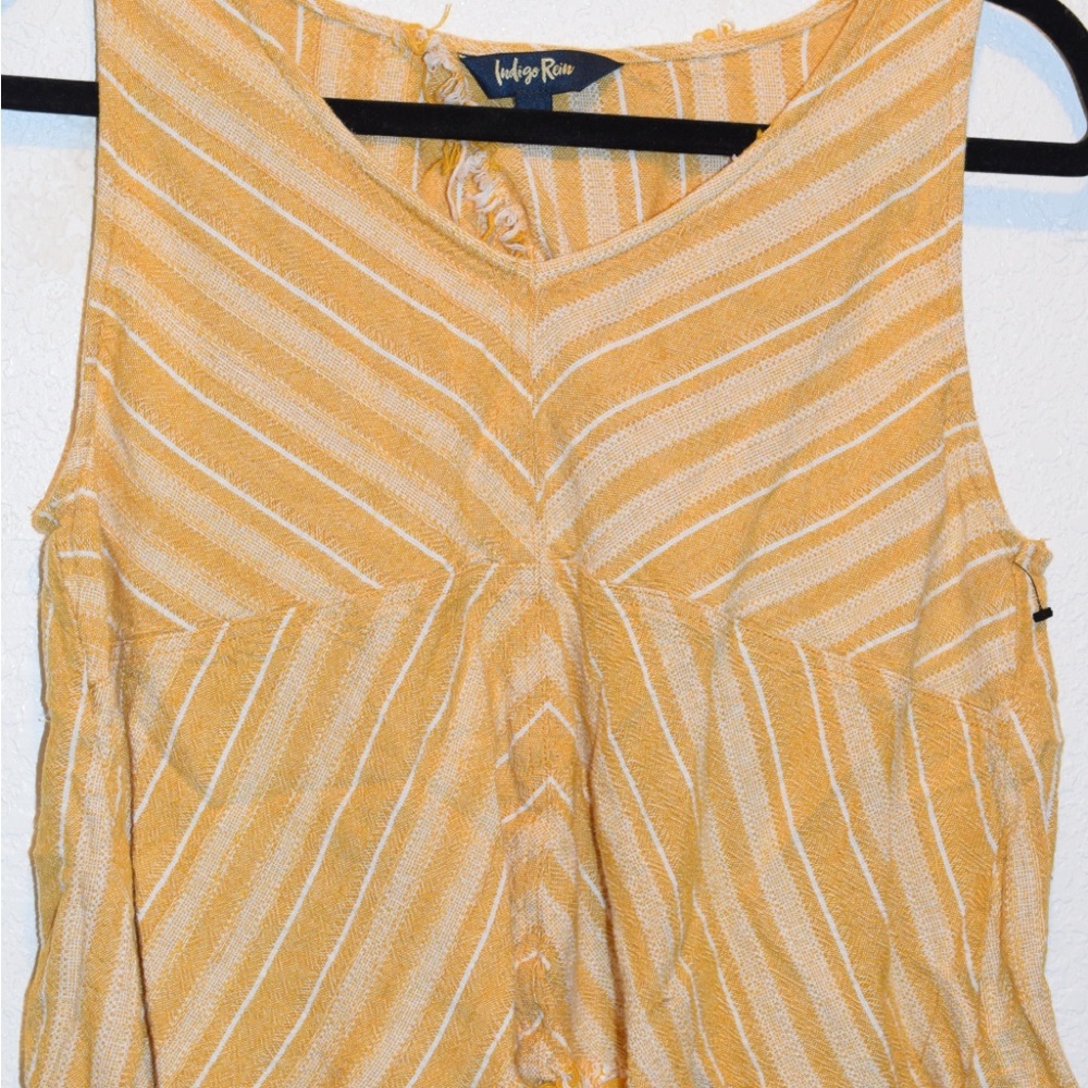 Indigo Rein Yellow and White Striped Tank Top